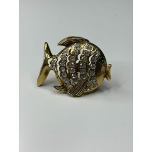 Fish with Rhinestones Betsey Johnson Statement Ring Size 7